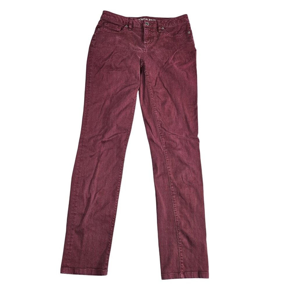 Lands End Mid Rise‎ Slim Jeans Womens 8 Red Medium Wash Stretch Denim Slim